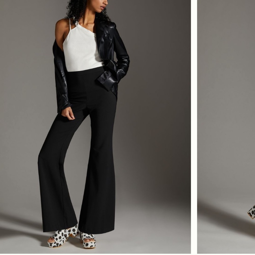 NWT Anthropologie - Hutch Stretch Crepe Flare Pants - Black - Size Small